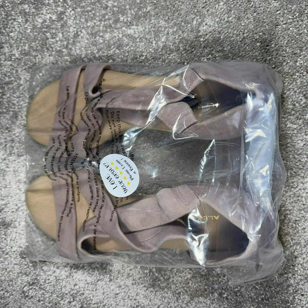 Alex Marie Espadrille Wedge Sandals Leather Mauve‎ Taupe Strappy - Women Size 9M